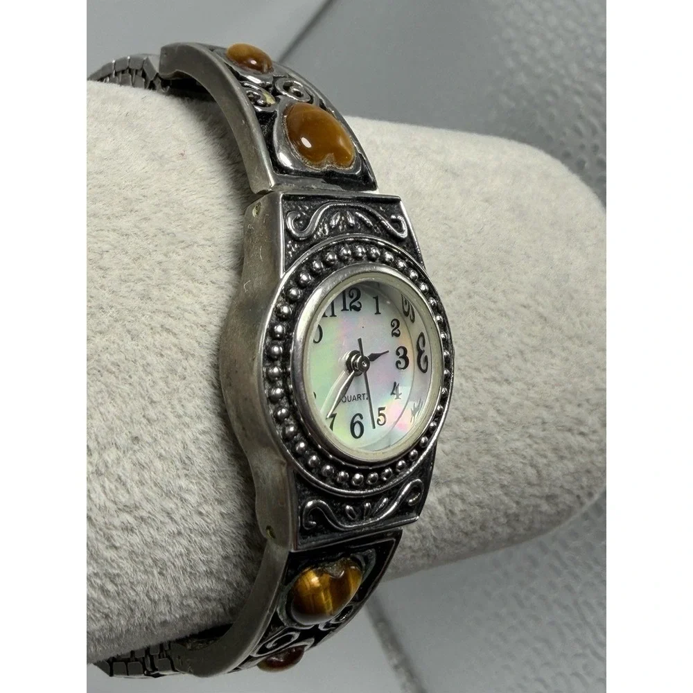 White Stag WS60600W New Battery Ladies MOP Watch Tiger's Eye 20MM 6.75